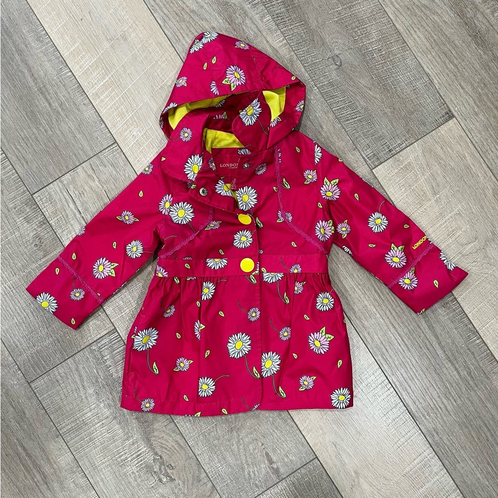 London Fog 24mo Pink Floral Hooded Rain Jacket